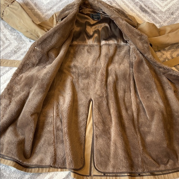JC Penny Vintage men’s shop faux fur lined collar trench coat jacket size 38 - Picture 8 of 9